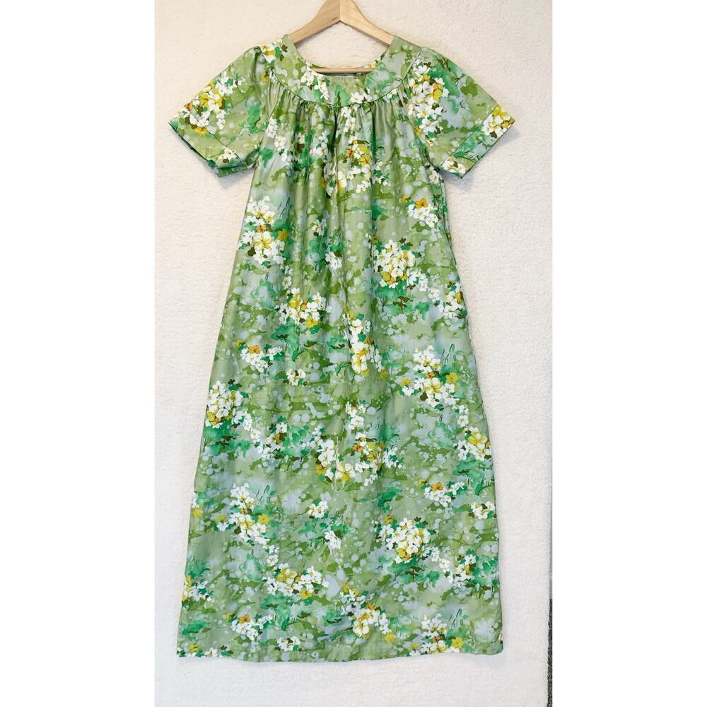 Vintage Hawaiian Maxi Dress 60s Mu Mu Luau Medium MCM Mod Sears